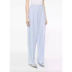 Marella Nupar Stretch Twill Wide Leg Double Pleat Trouser Pant Blue US 10 NWT